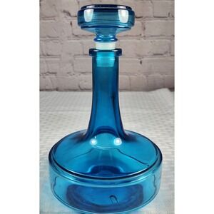 MCM Belgium Deep Blue Genie Bottle Decanter w/ Stopper Lid Barware Decor Hosting